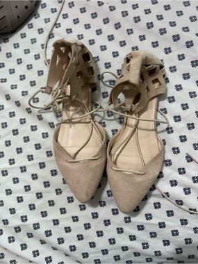 Tan suede professional ballet flats